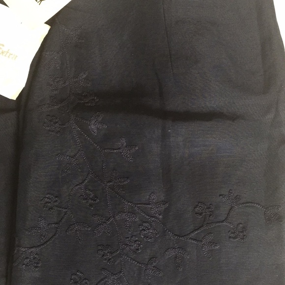 C&W LONG EMBROIDERED NAVY SILK SKIRT SZ 8 NWT - Picture 2 of 3